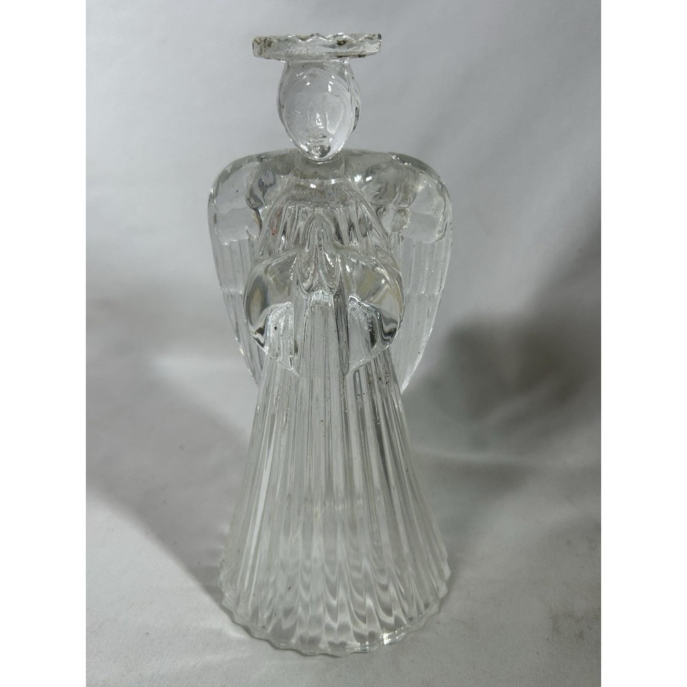 Vintage Avon Glowing Angel Crystal Candlesticks Praying Angels Glass Christmas